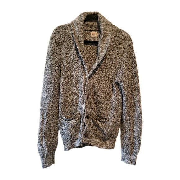 Faherty Marled Shawl Cardigan Sweater Mens Sz Large Marled Gray Cotton Cashmere - Picture 1 of 7